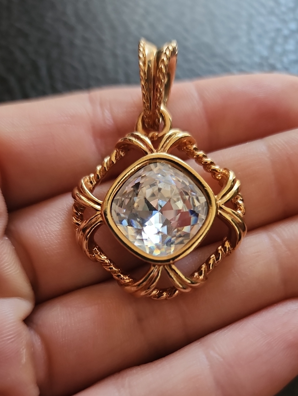 Gold-Tone Clear Swarovski Crystal Pendant- Elegant Women's Jewelry